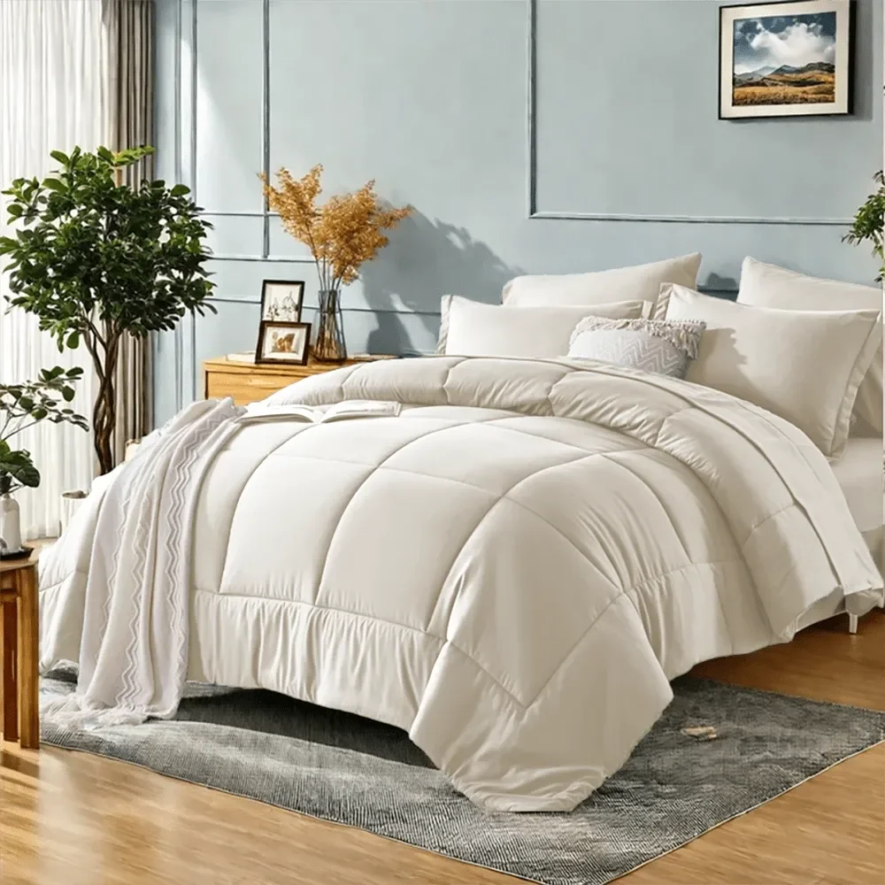 

7 комплектов постельного белья Deluxe Solid Color для кровати размера Queen, мягкие и комфортные, состоящие из 1 одеяла, 1 простыни, 1 пододеяльника.