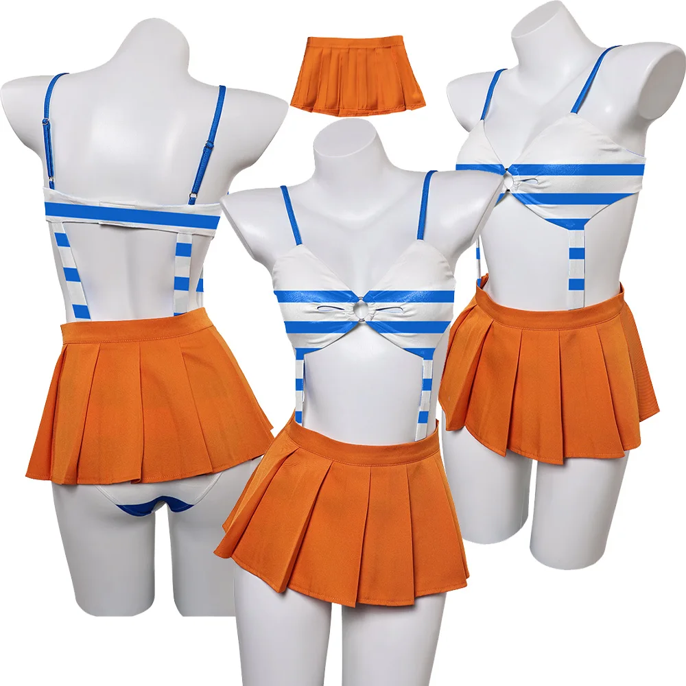 Costume da bagno bikini cosplay Nami femminile Costume da bagno anime Beach Costumi da bagno sexy Abiti per adulti da donna Vestito da festa di carnevale di Halloween