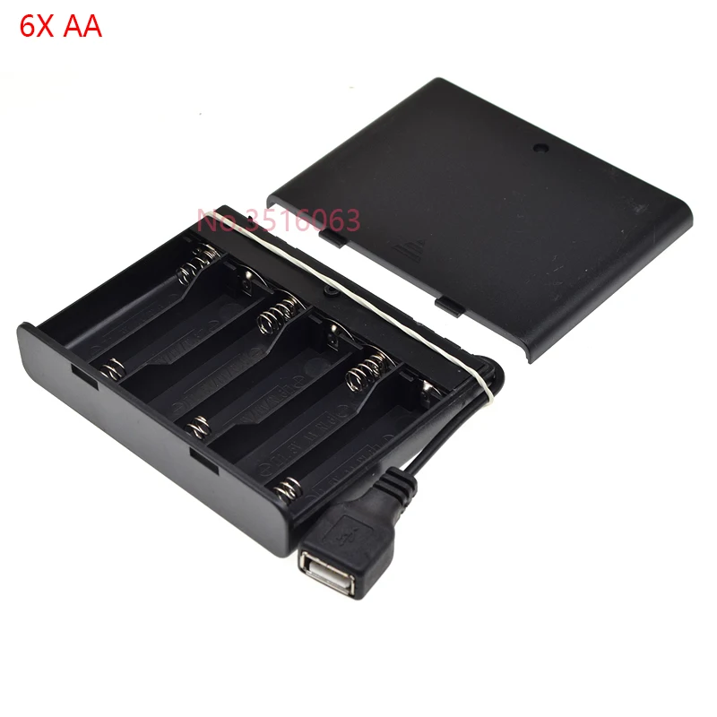 1Pcs USB Female AA Battery Box With Switch 1AA/2AA/3AA/4AA 1X/2X/3X/4X Slot Battery Holder Case With Plug 1.5V/3V/4.5V/7V/9V/12V