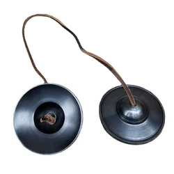 7.8cm Black Tinkle Bells Black Brass Meditation Cymbals Large Tingsha Bell with Bag Portable Tibetan Cymbal Orff Instrument Gift