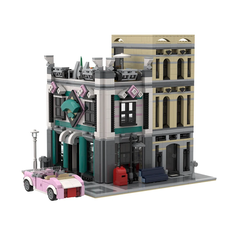2220pcs MOC Internet Café Downtown Diner Alternate Modular Modular Buildings Model Building Blocks Toy Idea Education Craft Art