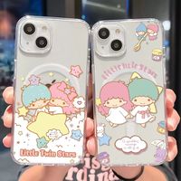 Cute Little Twin Stars Magsafe Magnetic Phone Case for iPhone 16 15 14 13 12 11 8 7 Plus Pro Max X XR XSMax Soft Clear Tpu Cover