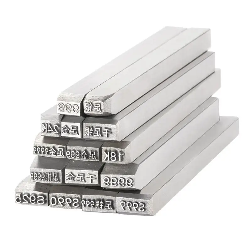 Schmuckgravurform aus 999er Sterlingsilber, Schmuckbuchstabe und -nummer, Goldprägeform, Schmuckgravurwerkzeug