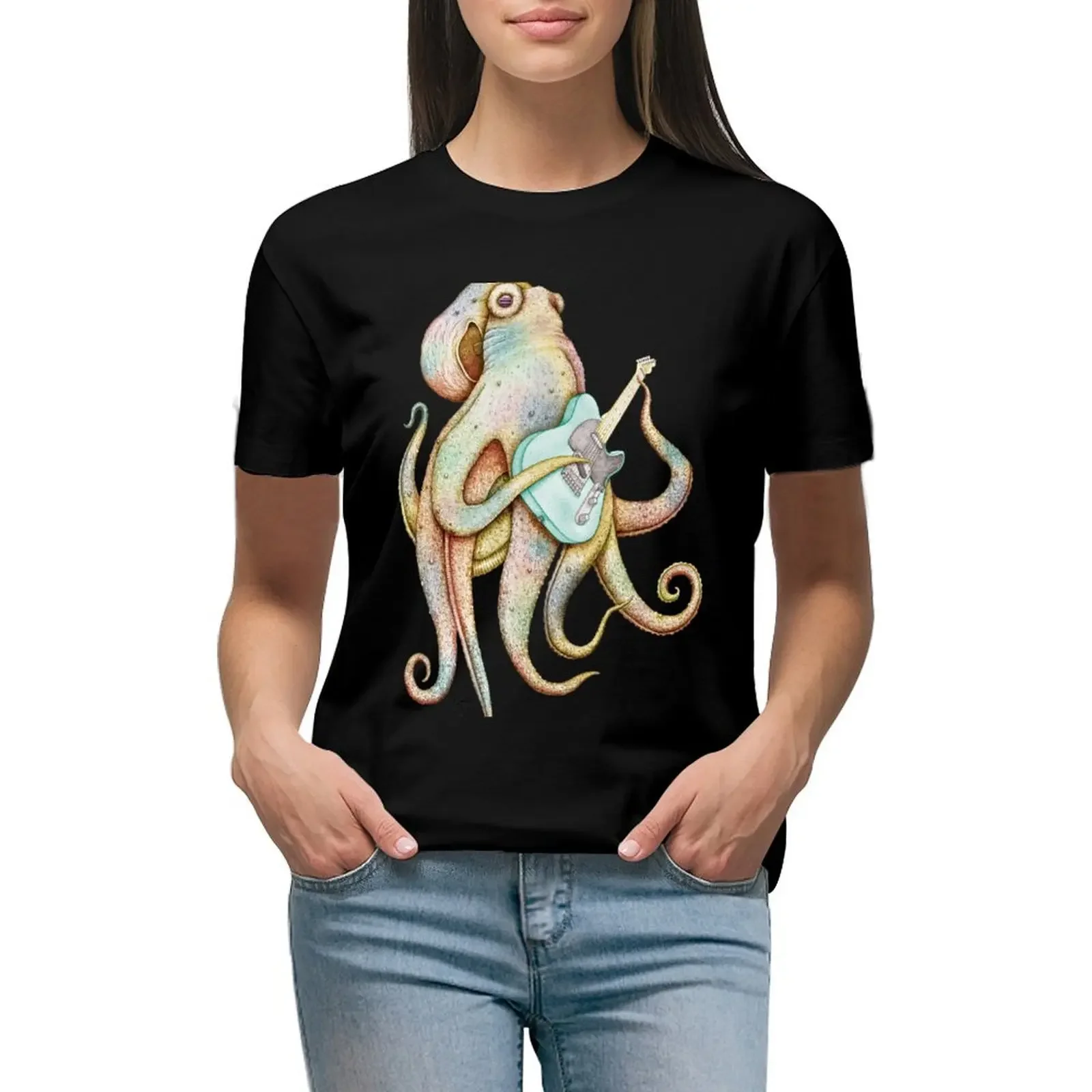 

POLAH - the axe wielding Octopus (on Aqua) T-Shirt quick-drying cute clothes Short sleeve tee tops Women