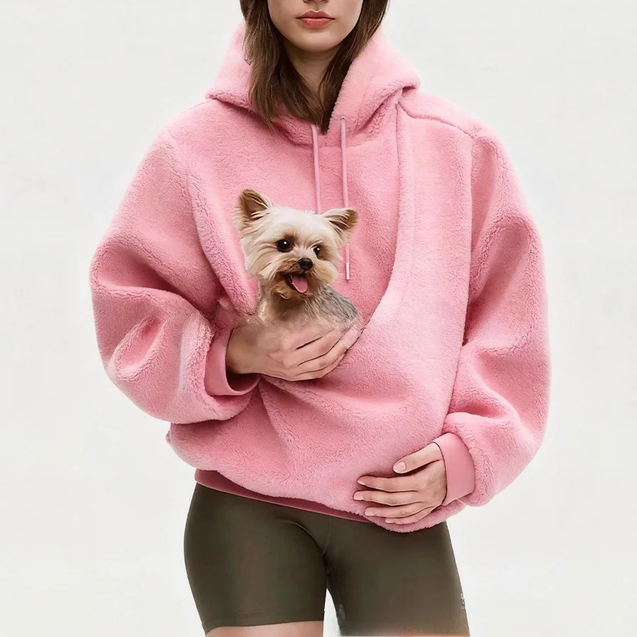 

Dog mom coat hoodie comfortable street style fashionable women's winter hooded kangaroo pocket