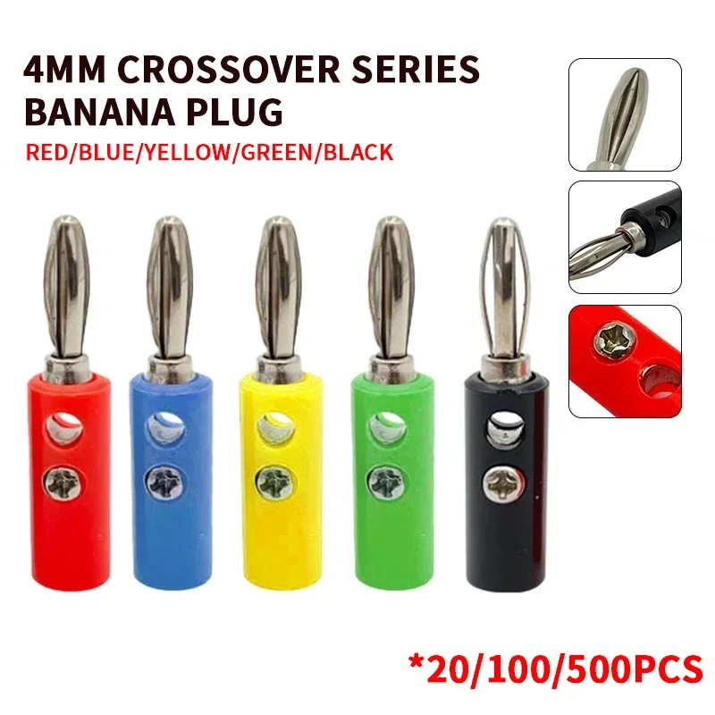 

20Pcs 4mm Banana Plug Two-Hole Cross Flower Banana Plug Audio Box Speaker Amplifier Terminal Banana Plug