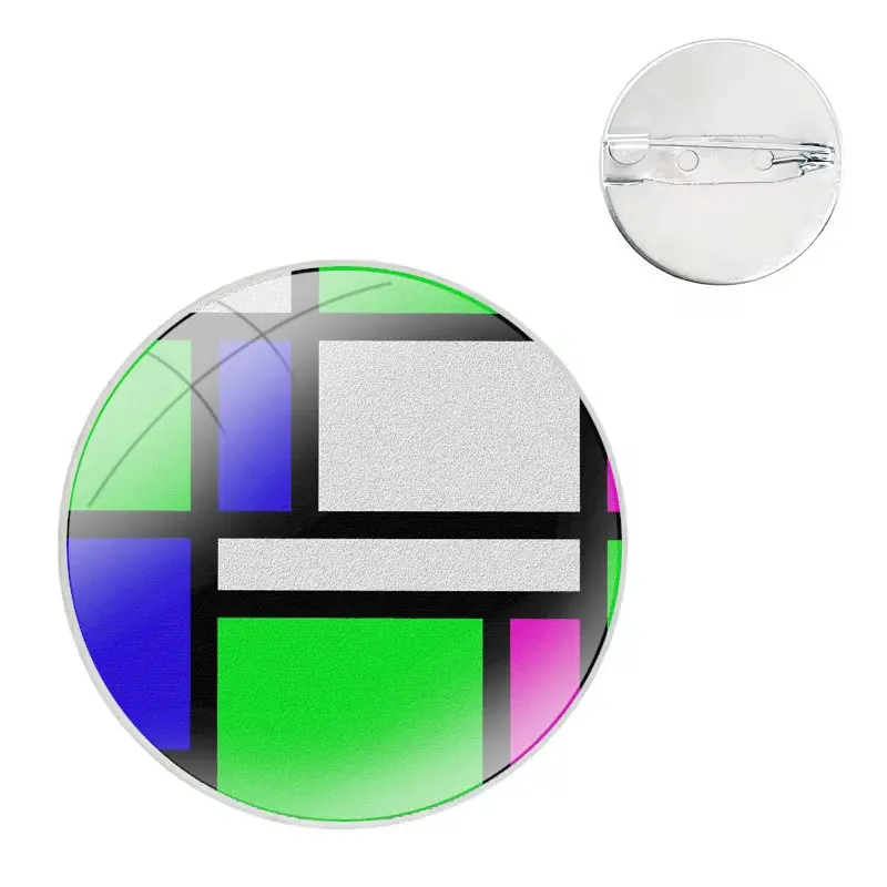 Pin Icons Brooch Jewelry Accessories mondrian mondrian Color square