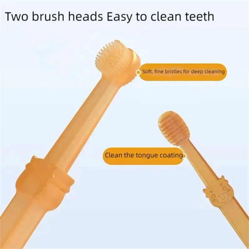 Silicone Toothbrush Brown For Pets Teeth Cleaning Soft Cleaning Care Pet Toothbrush Teeth Cleaning Brush Silica Gel Anti-bite