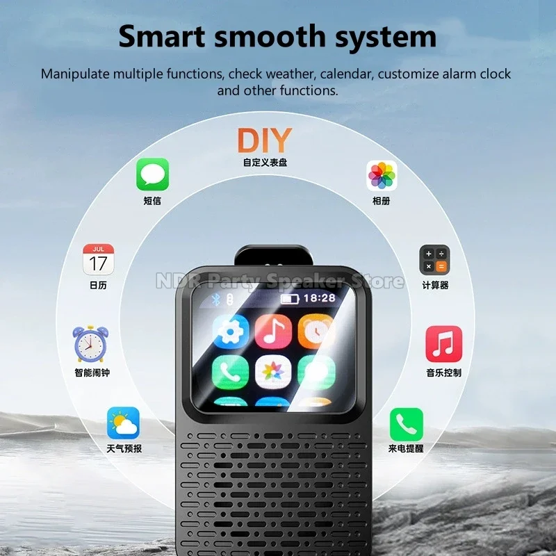 V9 스피커 마그네틱 백 클립 스마트 HD 화면 BT5.4 스피커 음악 무선 지원 TF LED 고음량 오디오 MP3 플레이어