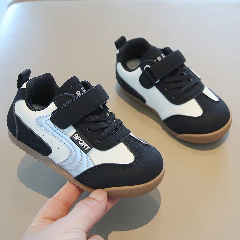 COMFY KIDS Toddler Kids Casual Sneakers Boys Girls Black White Dual Closure Soft Sole Running Shoes