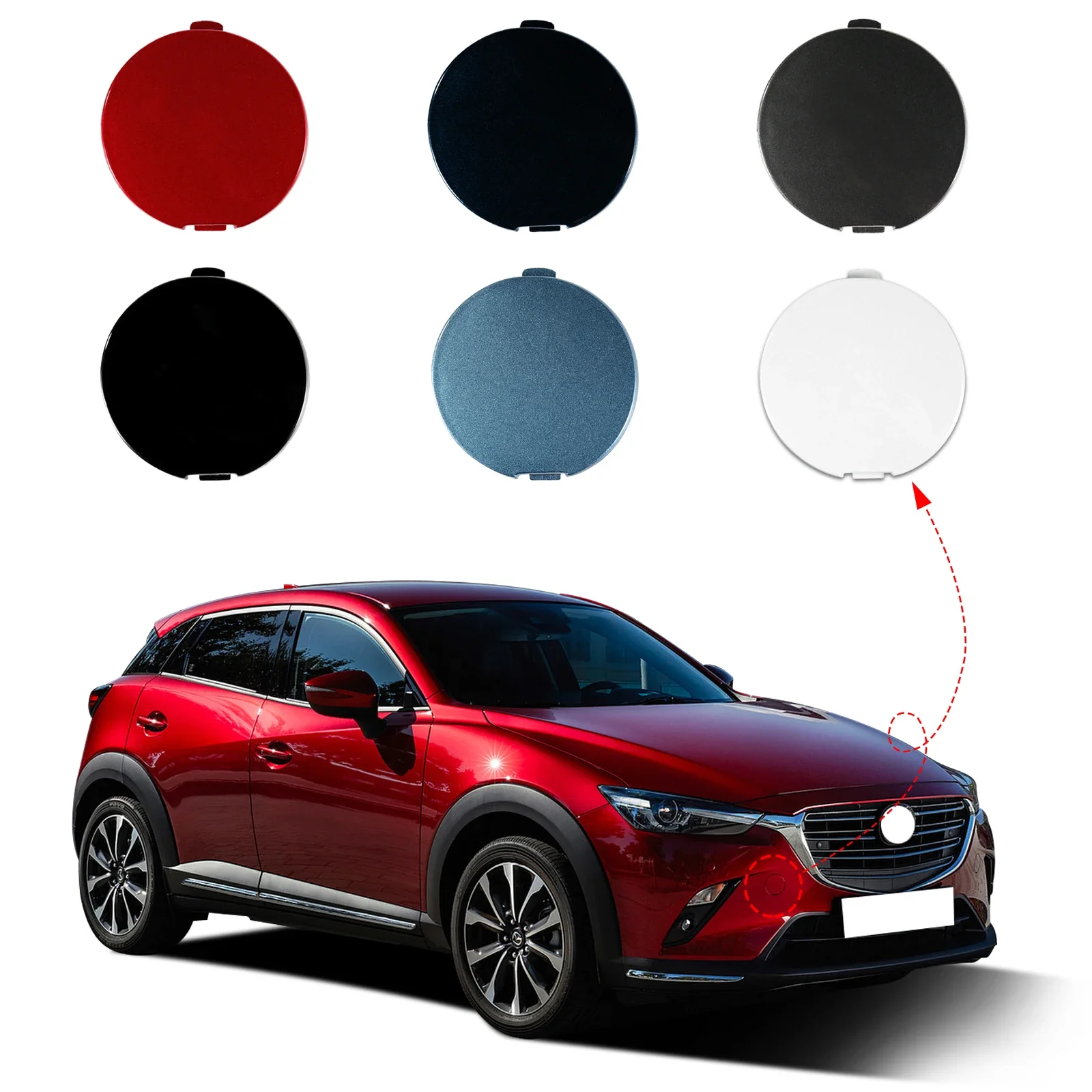 

Front Bumper Tow Hook Cover Cap Towing Eye For Mazda CX-3 CX3 DK 2014 2015 2016 2017 2018 2019 2020 2021 2022 2023 DK8A-50A11
