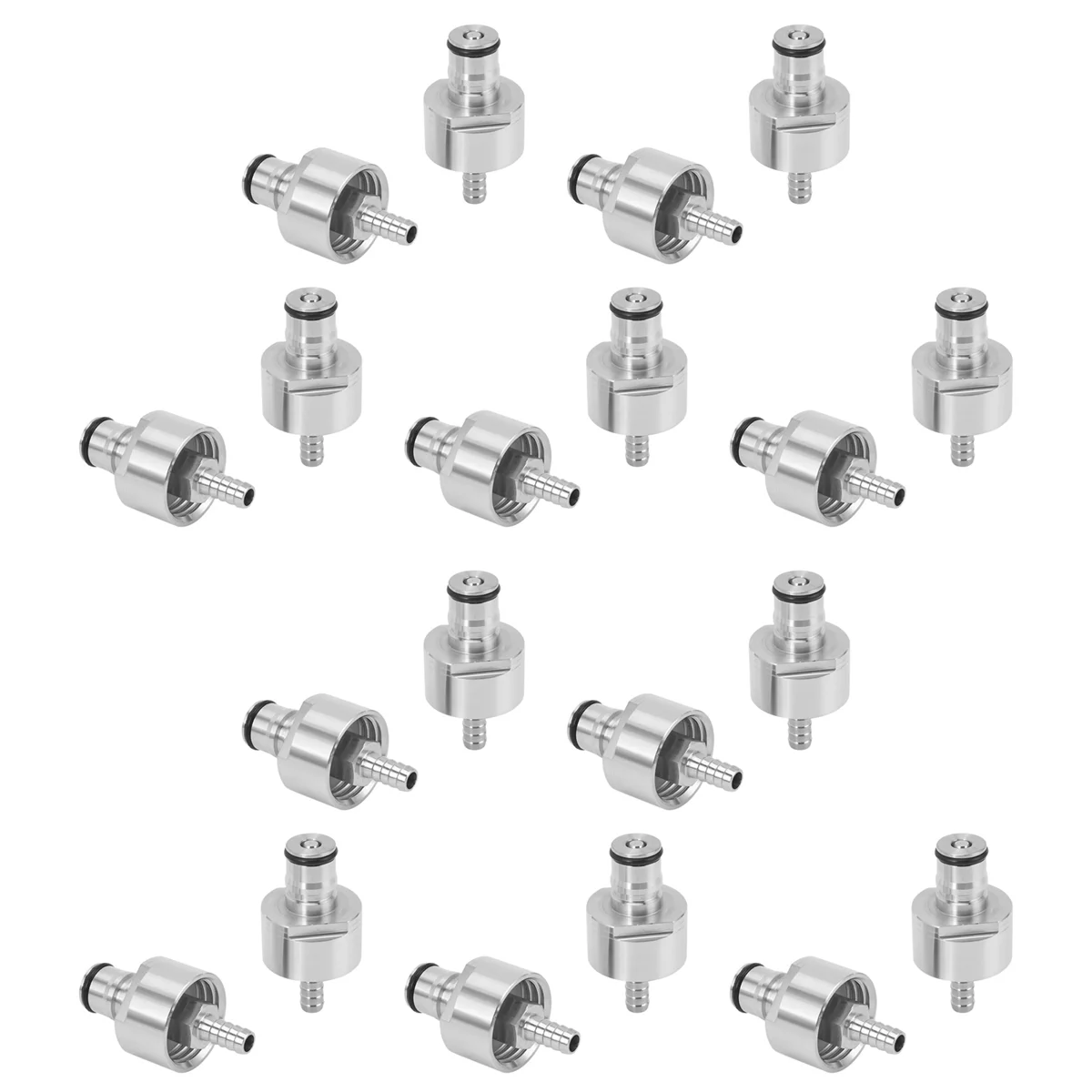 20Pcs 304 Stainless Steel Carbonation Cap 5/16 Inch Barb, Ball Lock Type, Fit Soft Drink PET Bottles, Homebrew Kegging