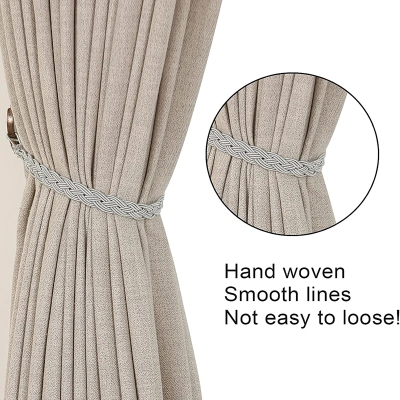 1Pair Curtain Tieback Curtain Buckle Strap Adjustable Knitting Curtains Tied Rope Braided Curtain Tiebacks Curtain Decorators