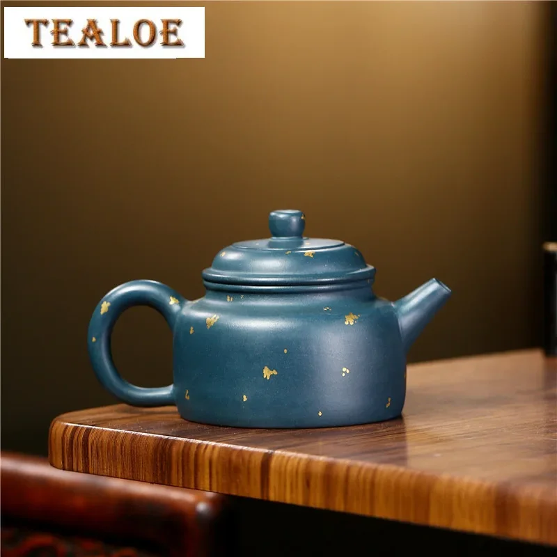 

220ml Classic Yixing Purple Clay Teapots Handmade Dezhong Pot Raw Ore Dark Green Mud Tea Making Kettle With Filter Zisha Tea Set