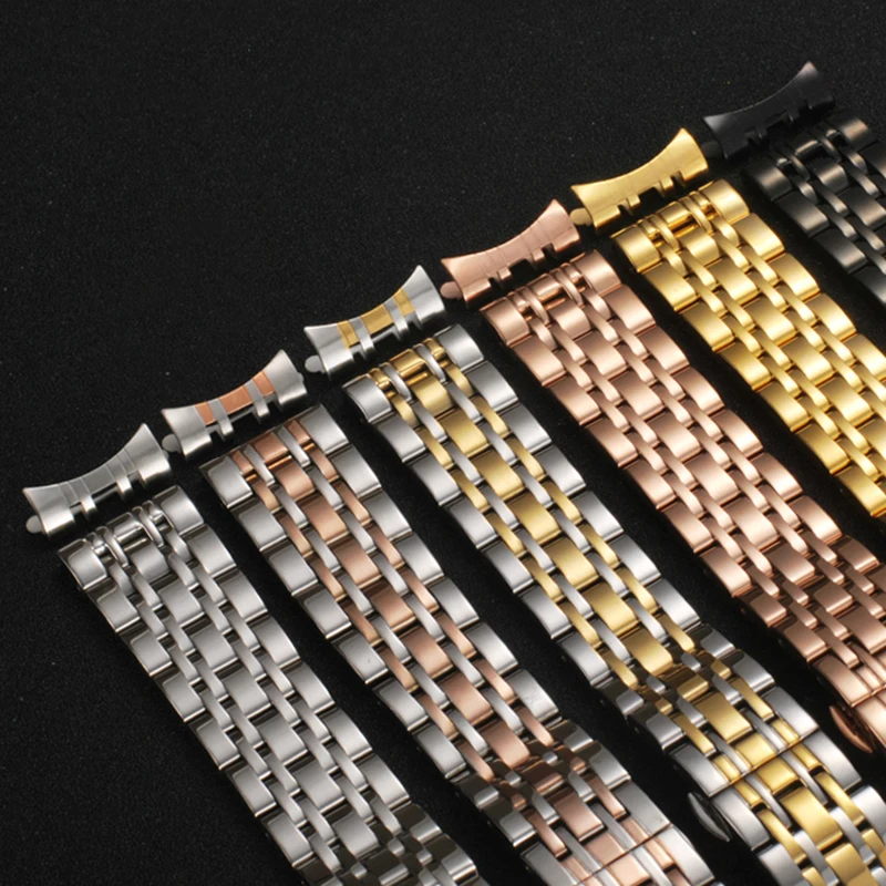 Curved End Strap Arc Metal Wristbelt 16mm 18mm 19mm 20mm 21mm 22mm Solid Stainless Steel Watch Band for TISSOT Butterfly Buckle