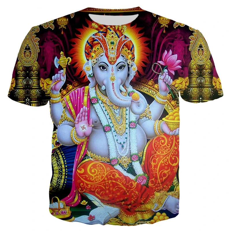 New Ganesha Fashion Casual T Shirt Hindu God Of Wisdom 3D Printed Men Women Summer Tees Harajuku Streetwear Oversized T-shirt