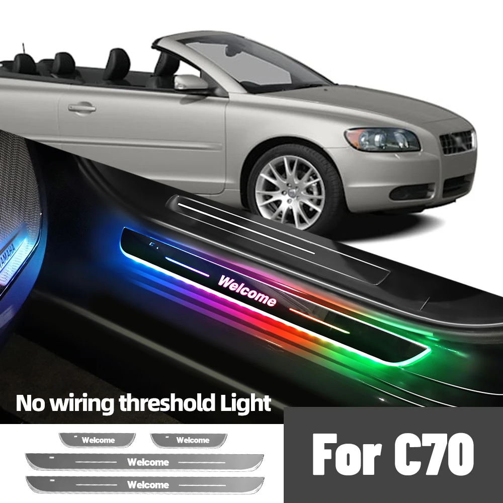 For Volvo C70 1997-2013 2006 2007 2010 2012Car Door Sill Light Customized Logo LED Welcome Threshold Pedal Lamp Accessories