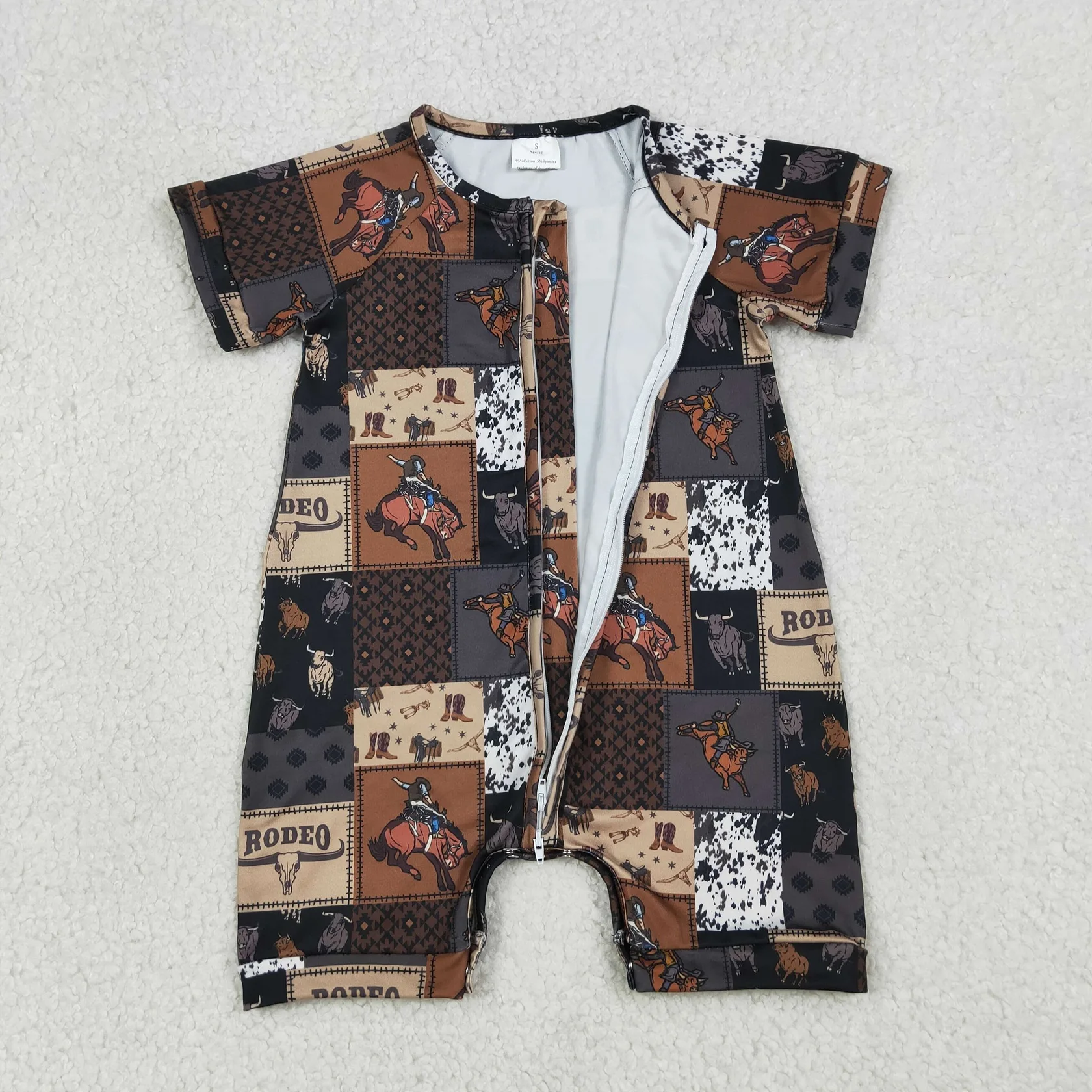 Wholesale Kids Toddler Western Zipper Romper Children Boys Shorts Clothes Newborn Infant Coverall Baby Boy Short Sleeve Bodysuit