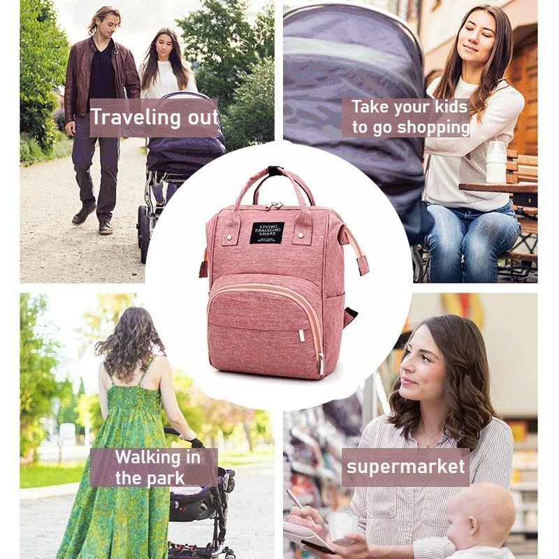 ママと赤ちゃんのための大容量おむつバッグ,防水バックパック,屋外旅行のための多機能バッグ,ベビーケア