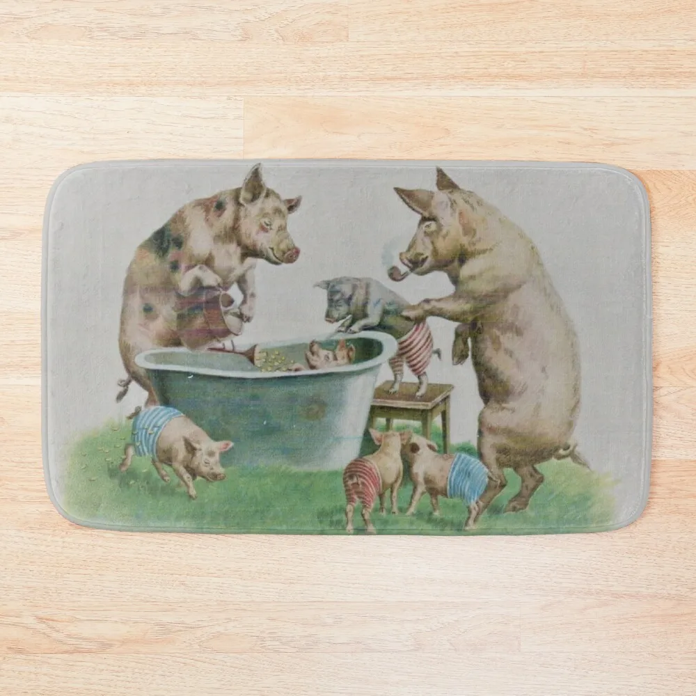 

Mummy and Daddy pig washing their Piglets Bath Mat Entrance Doormat Bathroom Floors Mat