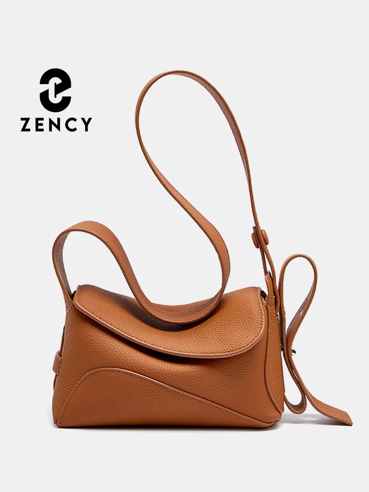 Zency 100% Real Leather For Female Small Crossbody Bag Fashion Designer Shoulder New White Black Brown Women Underarm Pillow Bag