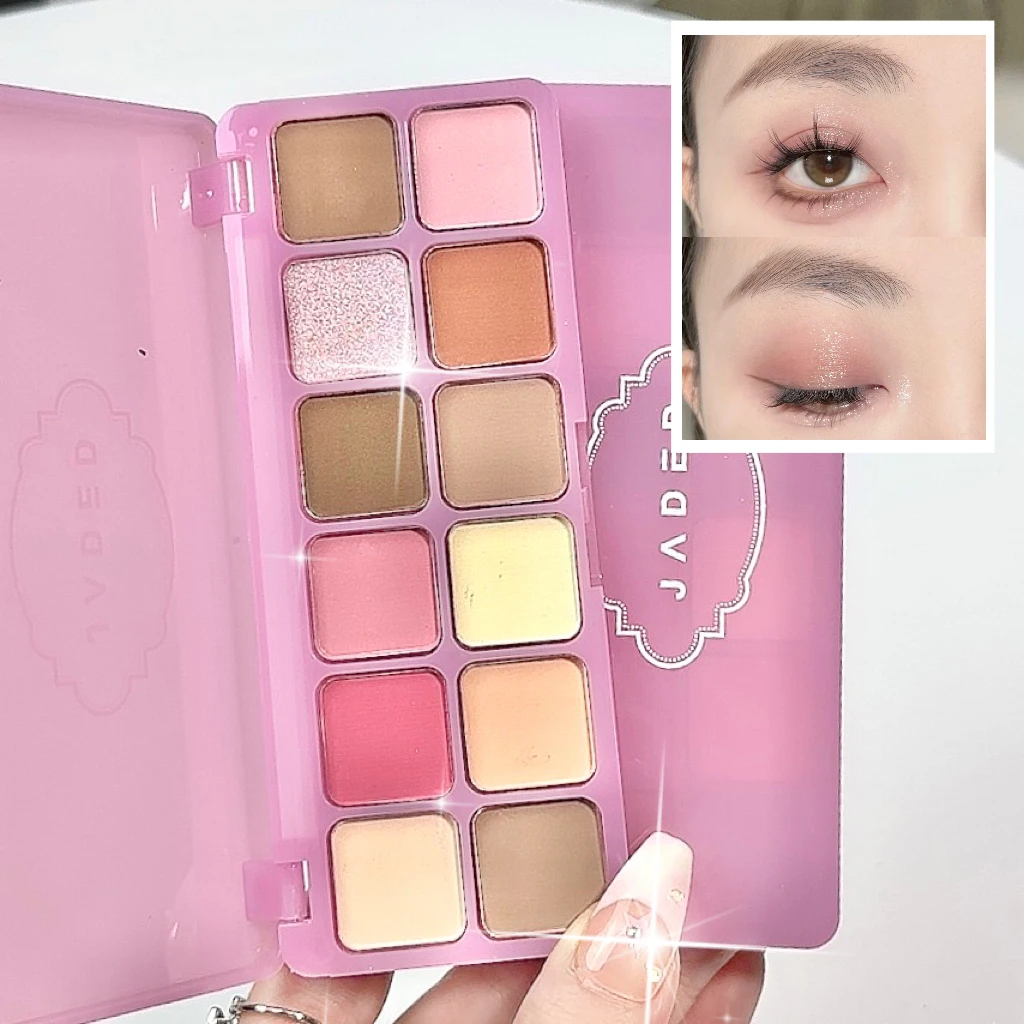 12-Color Eyeshadow Palette, Matte & Shimmery Finish Highly Pigmented Waterproof Eyeshadow Tray Eye Makeup Product