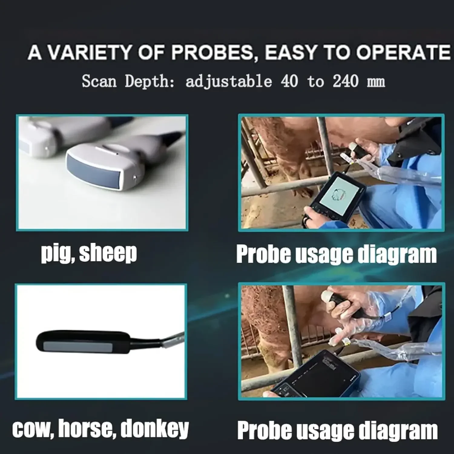 

Best sell GOYOJO 3.5Mhz Veterinary for nimal Detection with Sector Probe, 8 Color Panels, 256FPS Video