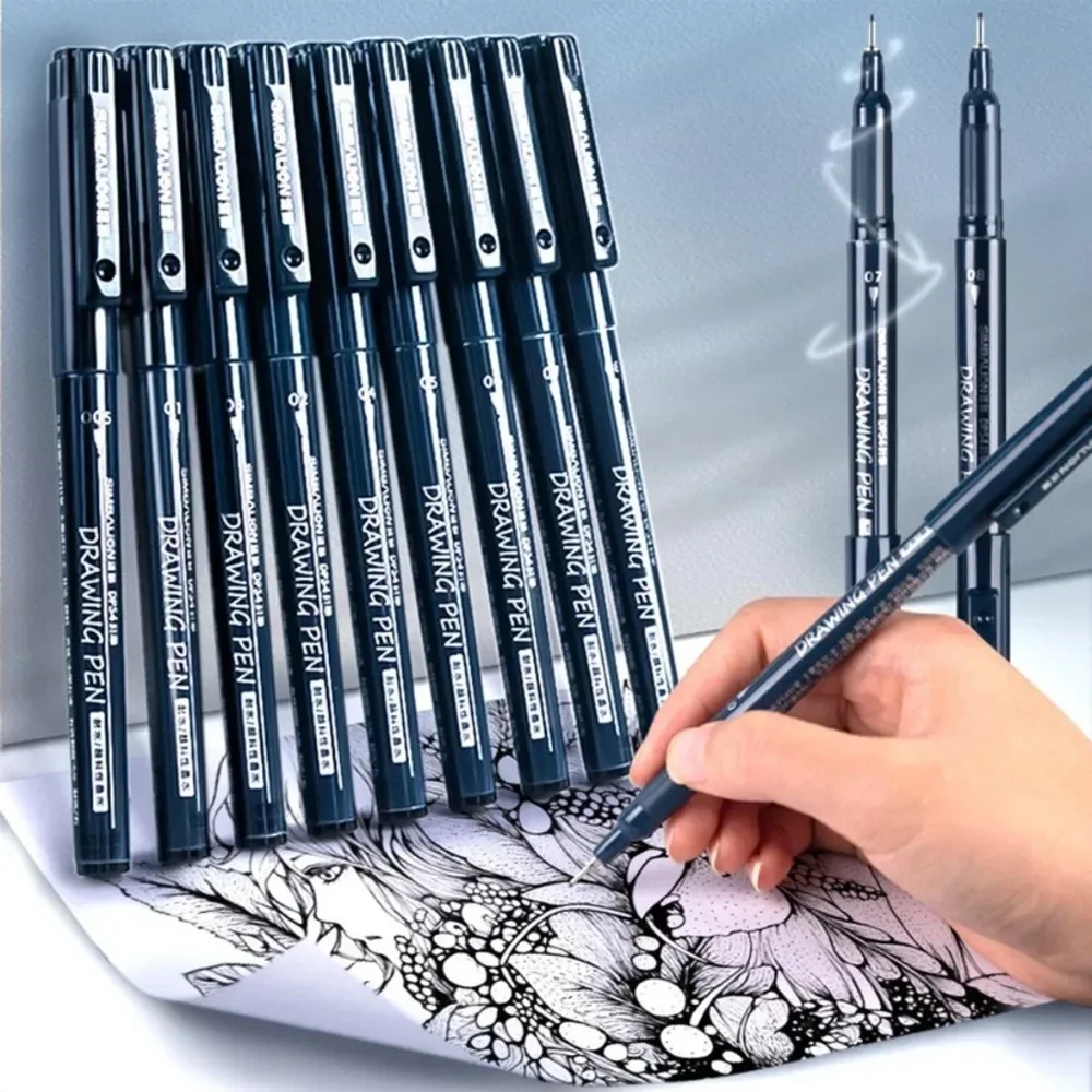 Simbalion Porous-Point Pens Fine Needle Point Rapid Drying Signature Waterproof Anime Sketch Syringe Pen Art Stationery Supplies