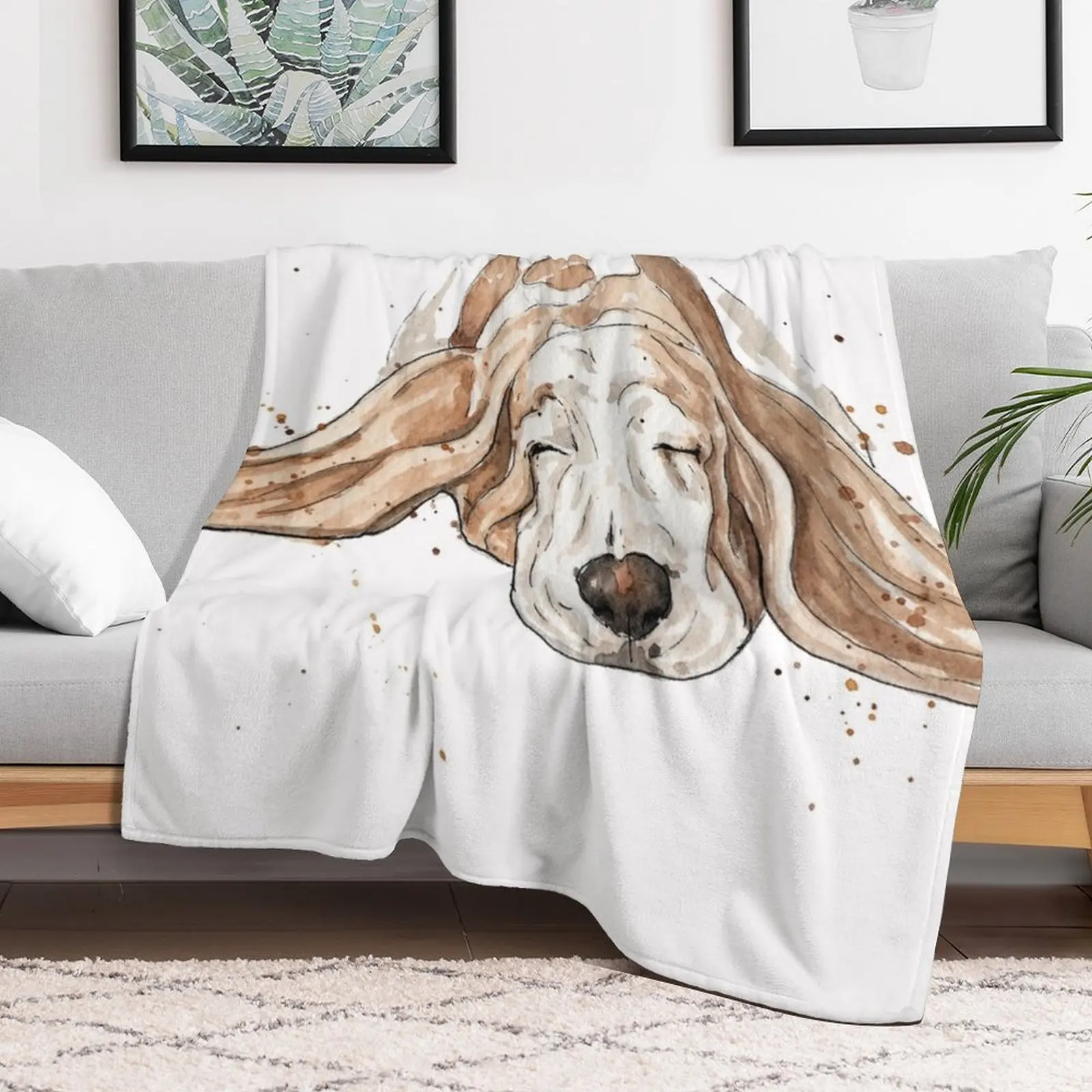 Basset Hound | Pet Portrait | Illustration Throw Blanket Multi-Purpose For Sofa Thin Single Blankets