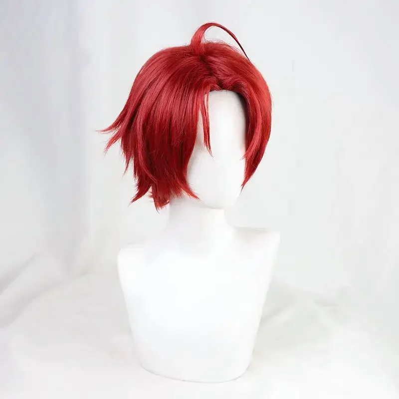 Shanks-Peluca de Cosplay de Anime para hombre, pelo sintético rojo corto, resistente al calor, gorro para fiesta de Halloween