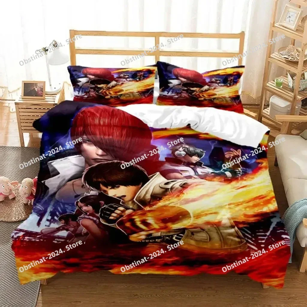 Anime King of Fighters KOF Bedding Set Printed Bed Set With Pillowcase Bed Duvet Cover Soft Single Double Queen Super King Size
