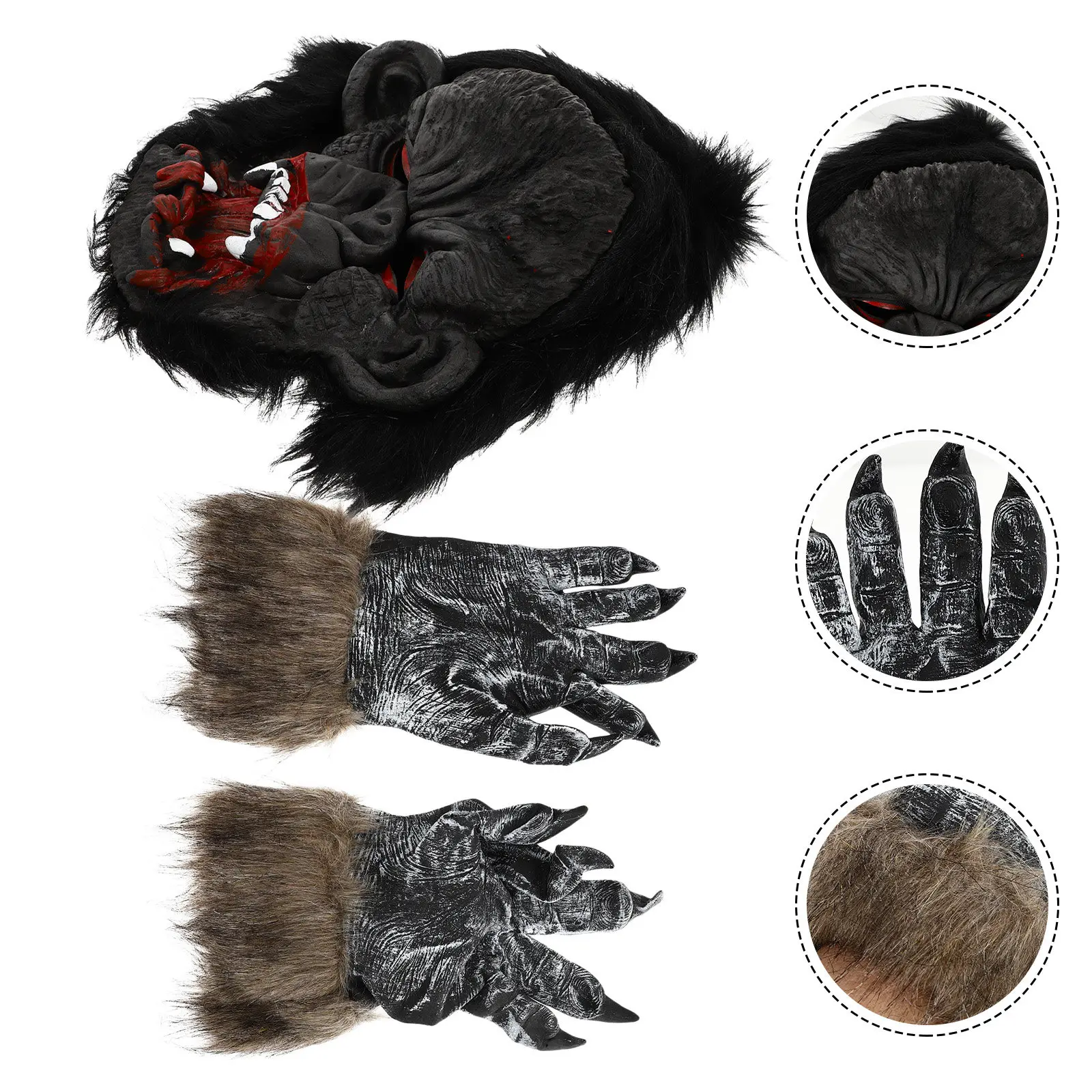 

1Set Halloween Gorilla Mask Gloves Set Scary Lifelike Costume Party Masquerade Performance Horror Prop Creepy Cosplay