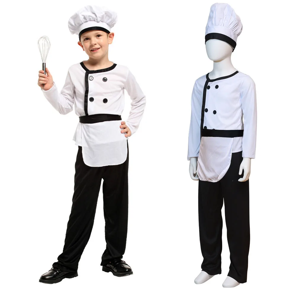 Disfraz de Chef de Cocina para Niños Preescolares, Gorro de Cocina, Chaqueta de Trabajo, Conjunto de Decoración para Restaurante, Disfraz de Cosplay para Actuaciones en Escenario