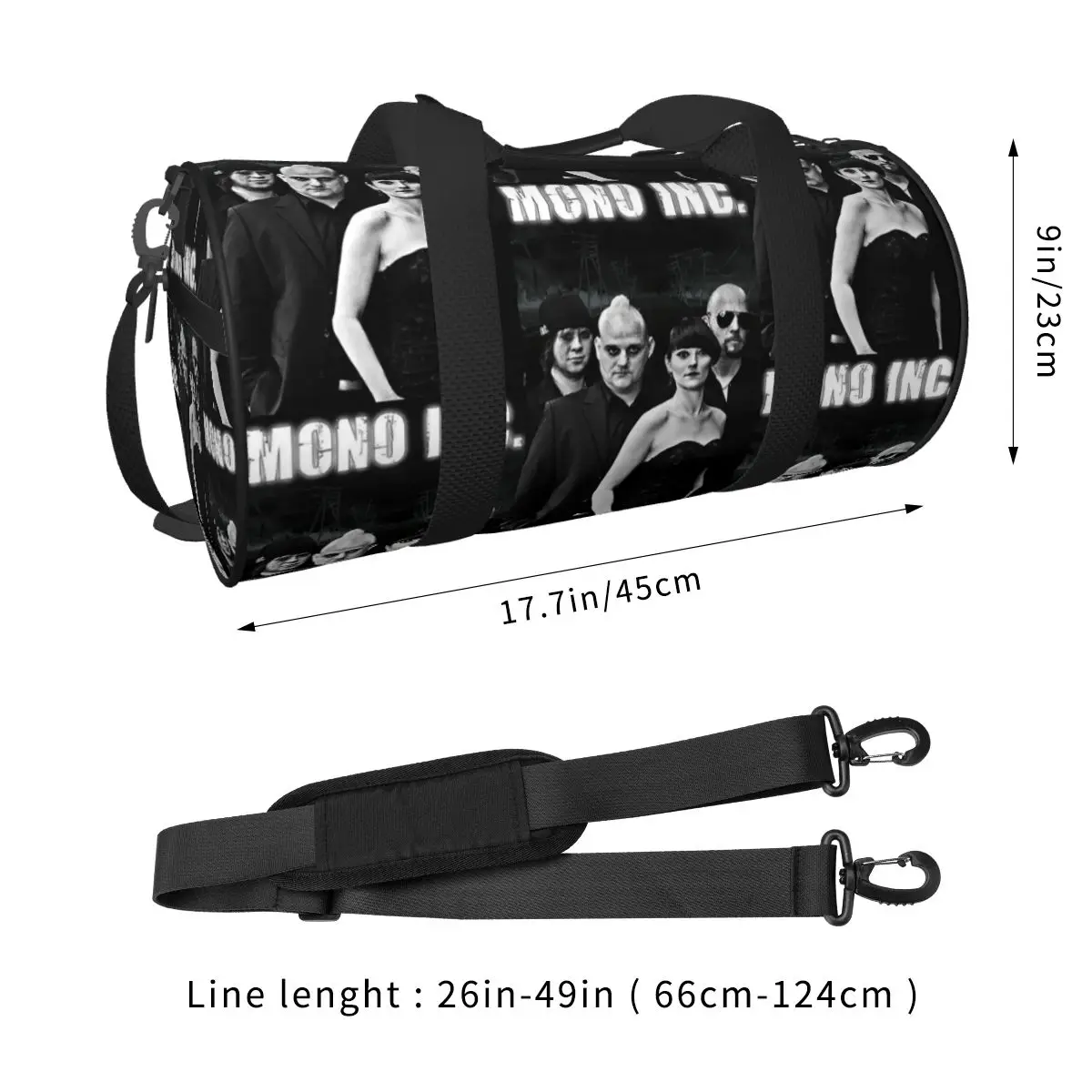 MONO INC Goth Rock Music حقيبة رياضية كبيرة واق من المطر مقاومة للماء حقائب سفر واق من المطر حقائب اللياقة البدنية