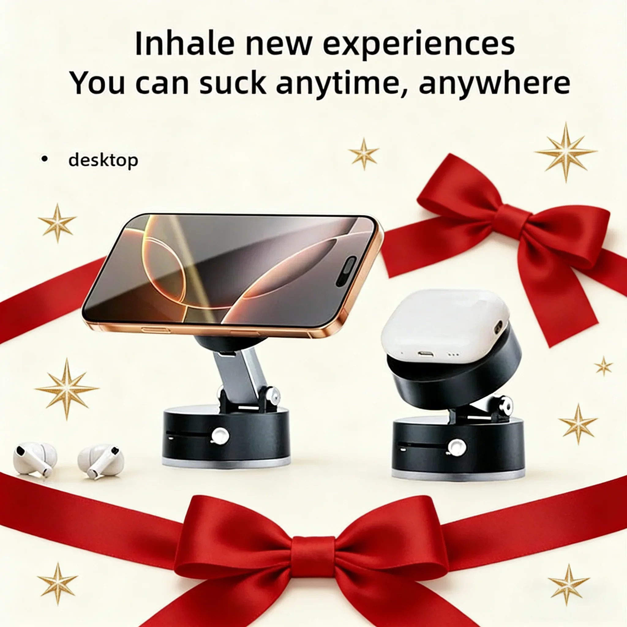

Portable Vacuum Magnetic Mount - Adjustable Hands-Free Phone Holder for Car/Gym/Mirror, Party & All Smooth Surfaces