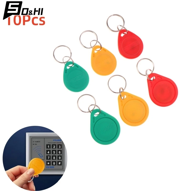 10Pcs 125KHz Read-Only RFID RFID TK4100 EM4100 Smart Chip Proximity Keyfobs Smart Secure Door Entry Access ID Keychain Token Tag