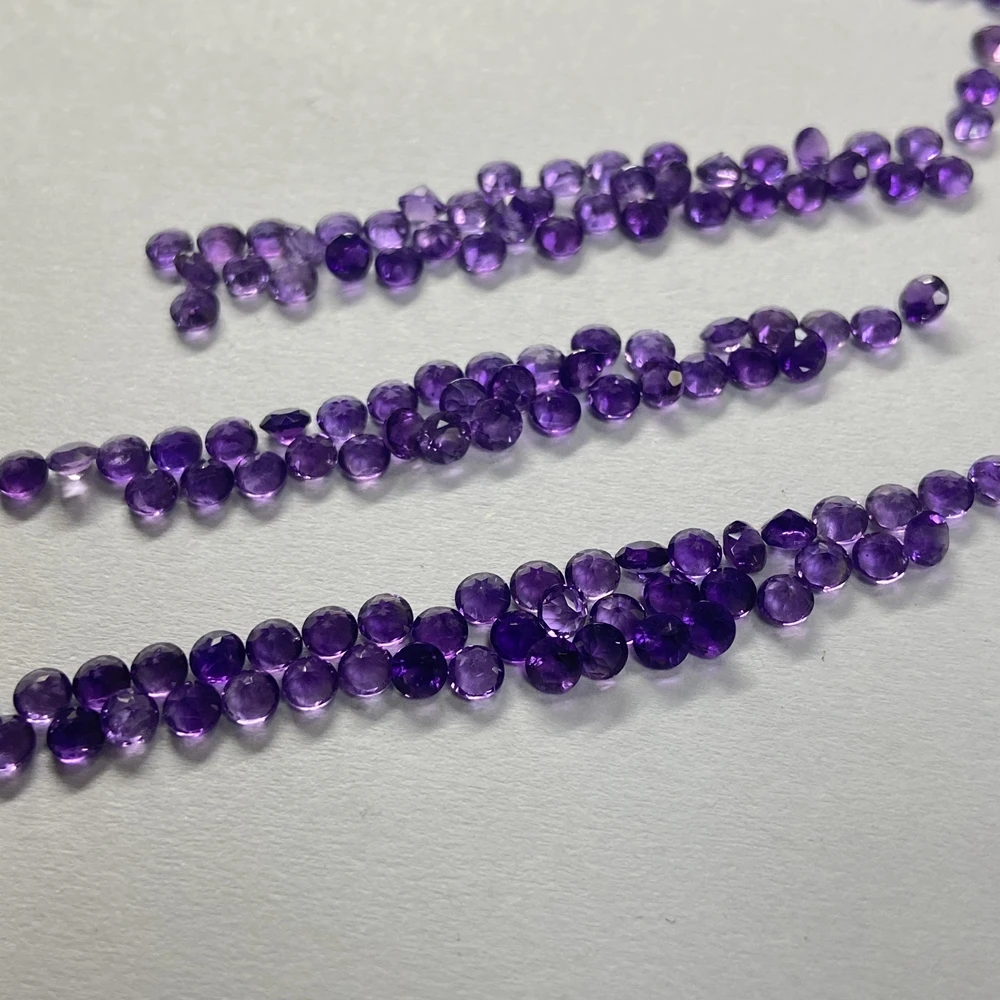 1mm-3mm Round Brilliant Cut Original Amethyst Stone 100% Natural Brazil Gemstone