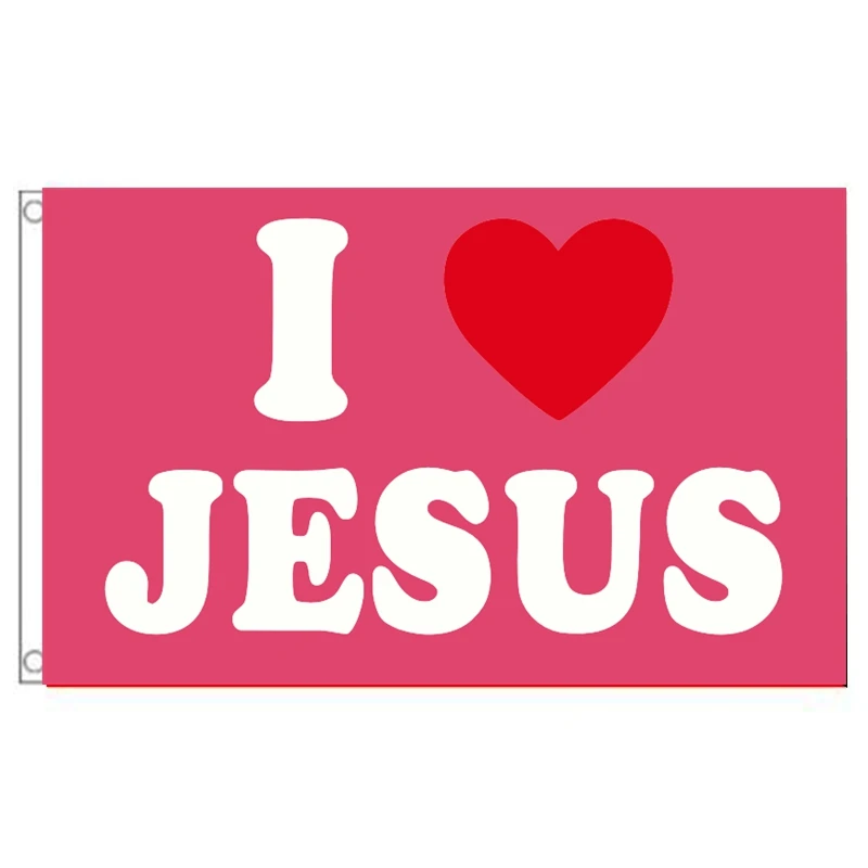 

"I Love Jesus" Religious Flag 3x5ft - Premium Christian Faith Flag for Church/Home Wall Indoor/Outdoor Decor & Devotional Gifts