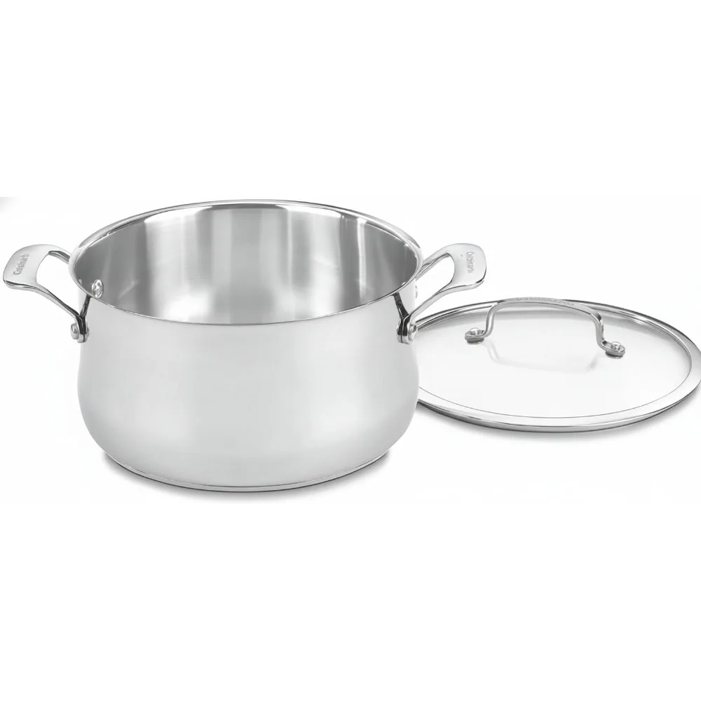 

Premium 6-Quart Stainless Steel Saucepot with Glass Lid - Even Heat Distribution, Cool Handles for Home Chefs