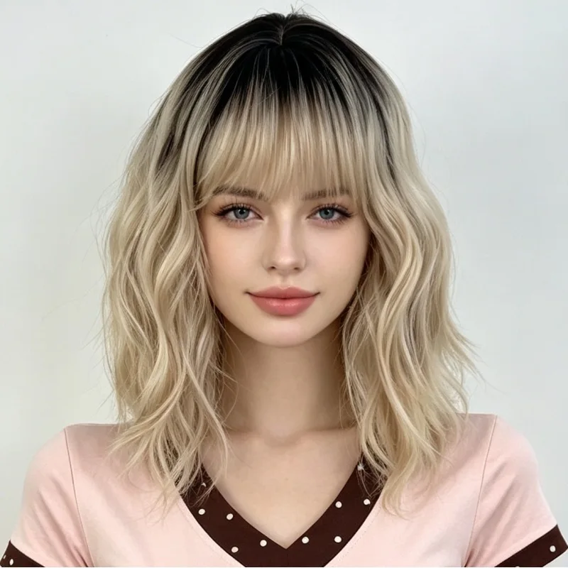 Brown Gradient Long Curly Hair Women'S Wig Personalized Fashionable Outdoor Travel Daily Wear Simulation Synthetic Wig