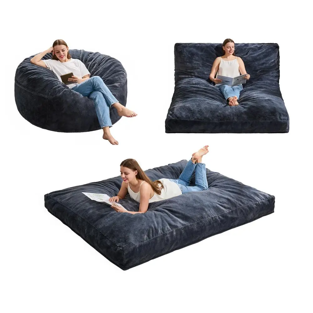 Bean Bag Chair Convertible 3 in 1 Beanbag Bed Giant Adult Large,Memory Foam Filling,Plush Lounge,Washable Removable Cover,Livin