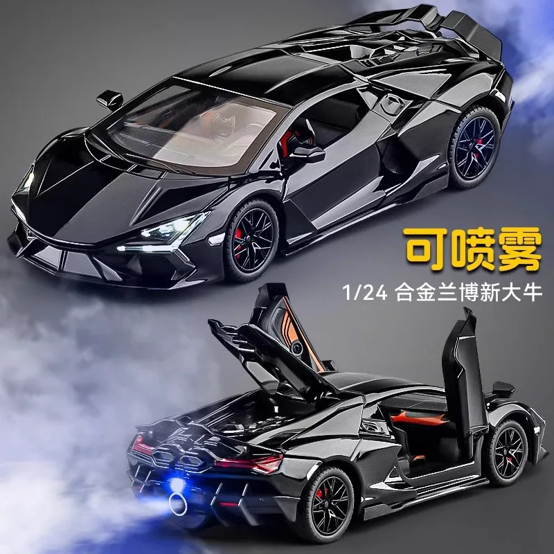 

Масштабная модель REVUELTO 1:24, миниатюрная игрушечная спортивная машина из сплава, литая под давлением, с функцией звука и света, открывающиеся двери, откат назад, для детей, подарок