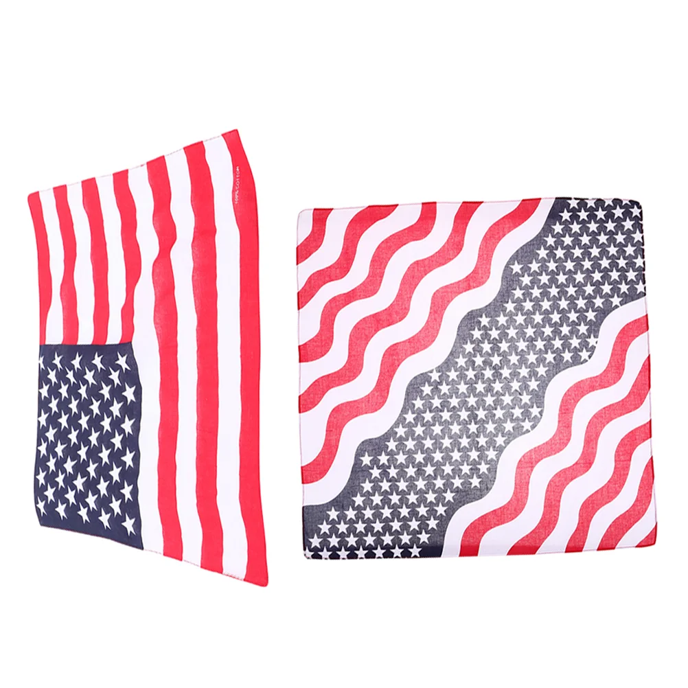 2 Pcs Bicycle Headscarf American Flag for Wall Printed Hair Band Outdoor Small Square Multifunction