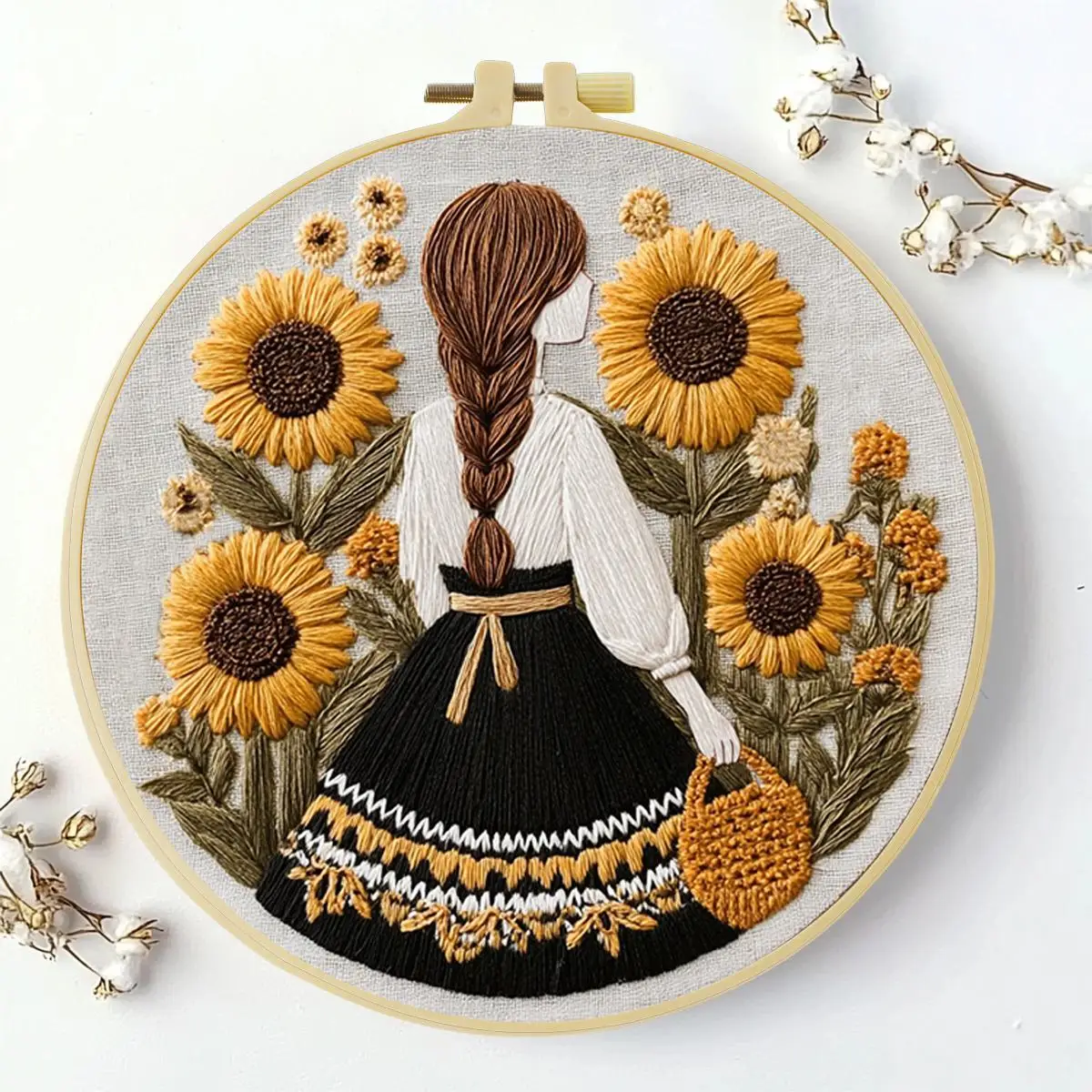 1 Stück 20X20CM/15X15CM 7,87/6,3 Zoll Die Rückansicht des Mädchens Stickerei-Starter-Kit DIY-Kit DIY-Stickerei-Kit Handarbeiten – Detail 2