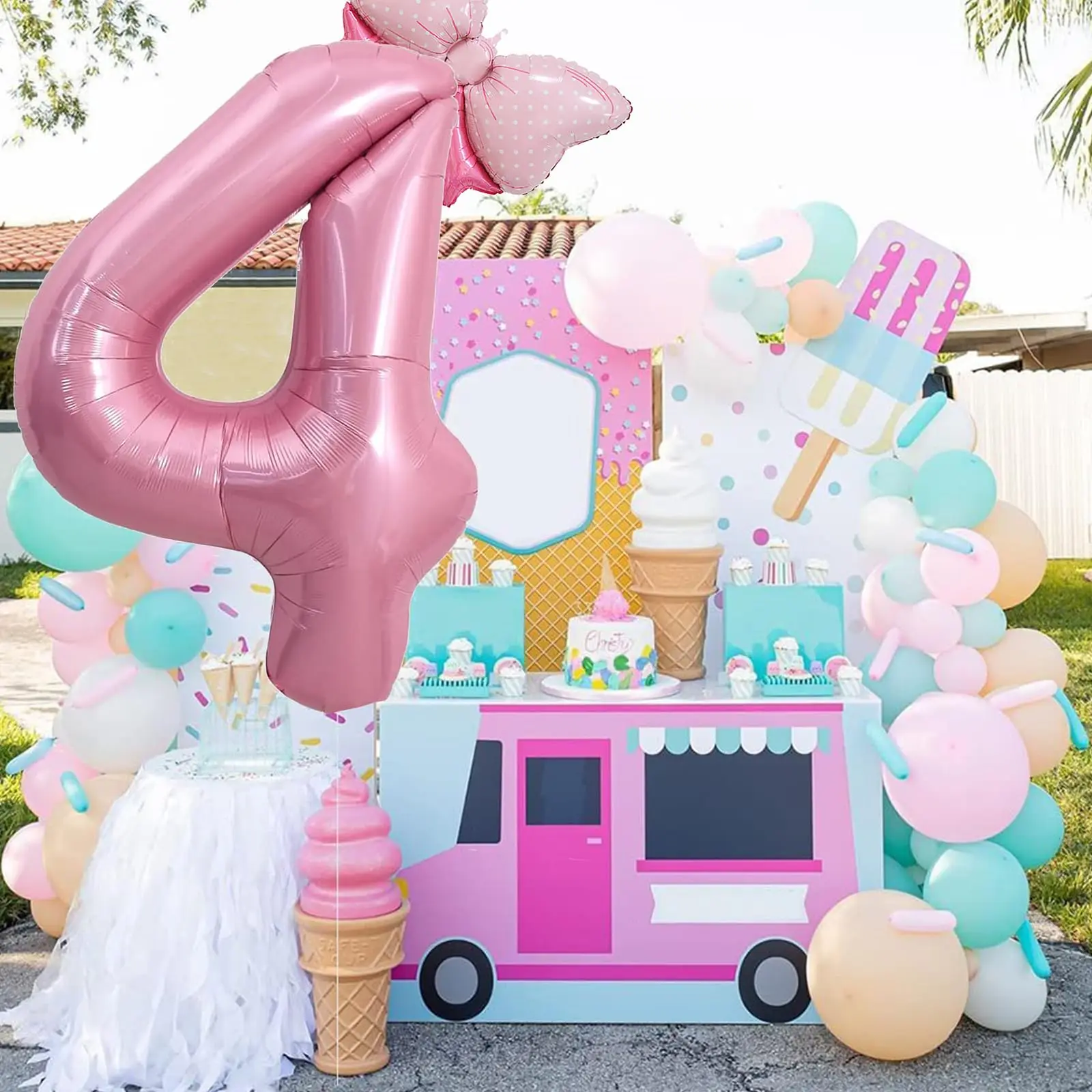 2 szt. 40-calowy zestaw balonów foliowych Macaron Pearlescent Pink Numbers Mini Size Bow Balloons dla chłopców i dziewczynek Dekoracja urodzinowa — zdjęcie 4