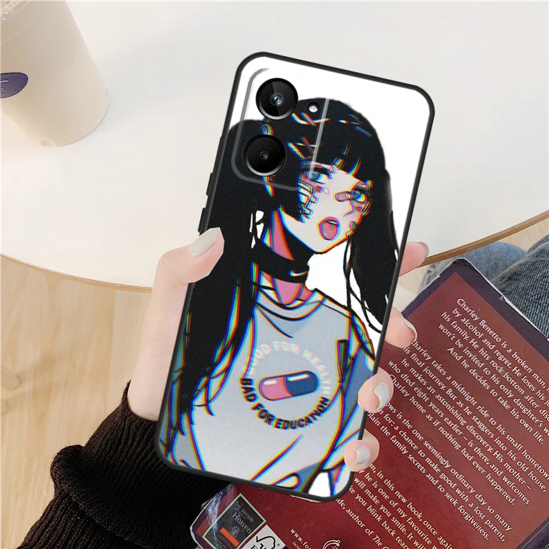 Vaporwave Aesthetic Sad Anime For Realme C55 C21Y C25Y C11 C15 C30 C31 C33 8 9 10 Pro Plus GT Neo 3T 2T 5 3 2 Pro Case