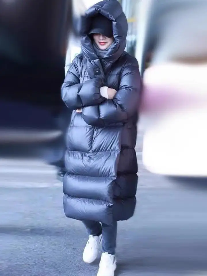 2024 moda donna piumino lungo inverno oversize caldo spesso cappotto Casual femminile High Street manica a pipistrello parka di grandi dimensioni