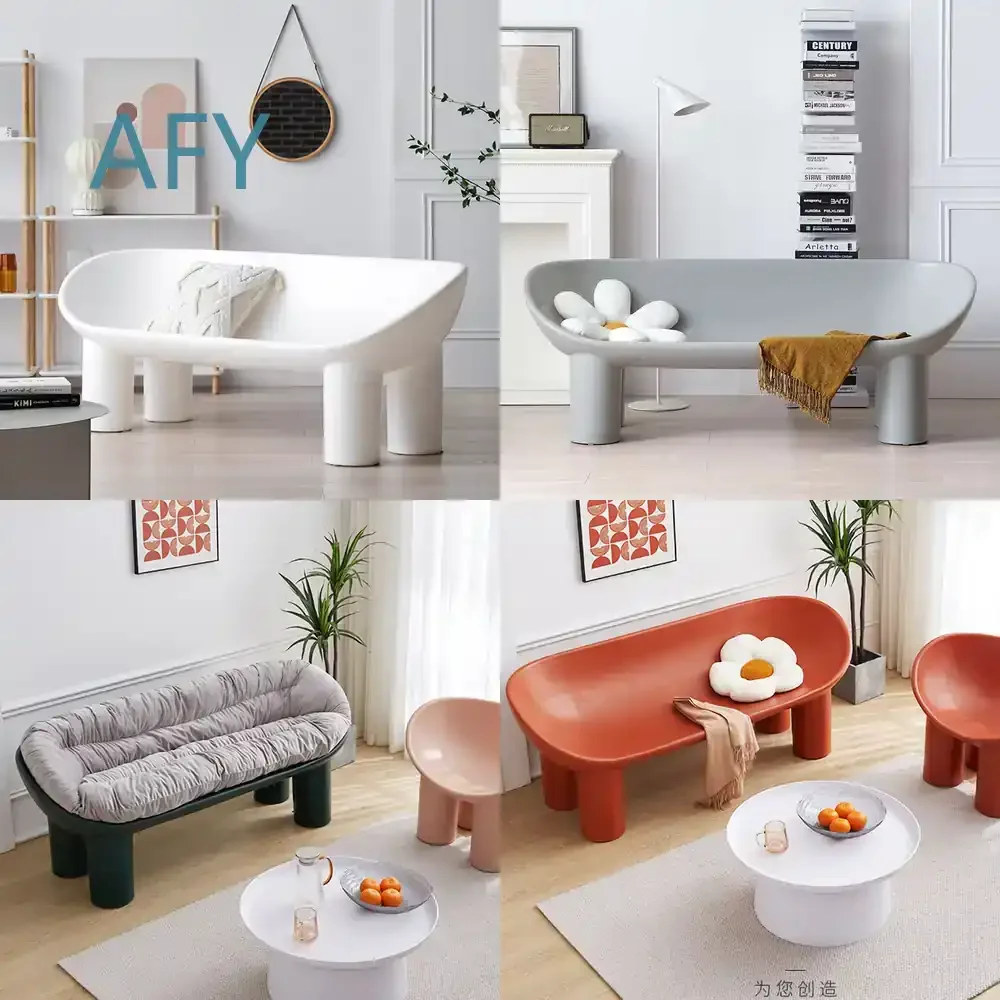 Nordic Internet Celebrity Ins B&B Wind Elephant Leg Three-Person Sofa for Modern Living Room Minimalist Double Backrest Sofa