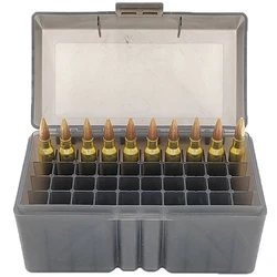 50 Rounds Tactical Ammo Box Bullet Shell Holder Box Rifle Cartridge Storage Case .223 Pistol Rifle Ammo Carry Storage Box