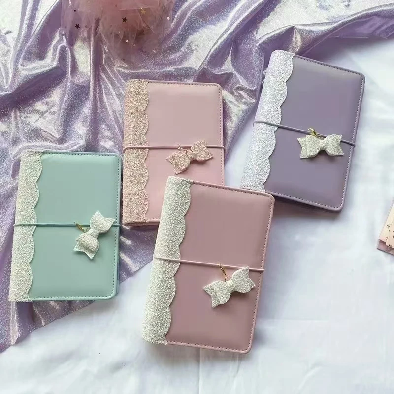 Macaron lucu payet Notebook buku harian perempuan longgar perlengkapan alat tulis Korea A6 perencana kreatif Notebook Kawai